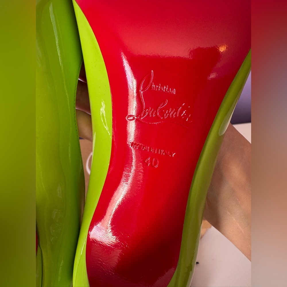Christian Louboutin Lime Green Pigalle follies 100 Stiletto Heels - Picture 10 of 16